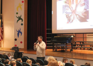 Florence Sawyer School Principal Joel Bates teaches students how to prevent and react to medical emergencies triggered by food allergies.          Courtesy