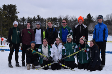 Nashoba’s ski teams faced tough conditions this season with warm temperatures and lack of snow.  Pictured above is the Nordic (cross country) ski team (l-r, back row):  Margaretha Burr Nyberg(coach), Isaac Bleecker, Michael Fulciniti, Maxwell Mitchell, Jack Gaffney, Cameron Donahue, Zachary Hill. (Front, l-r): April Mishley, Erin Brooks, Sophia Greszczuk, Jessie Duggan, Riley Seith and Margo Coppes. Missing Hannah Gaffney.  More on the ski teams below.                              Courtesy