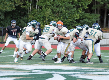 The Nashoba Chieftains football team are poised to start the new season next Friday night,after bringing home the Division Superbowl trophy last season. This year, quarterback duties fall to Owen Fay, pictured above. Story below.                                                                                                                                                                       SusanShaye.com