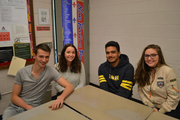 French exchange students visiting Nashoba (left to right): Maxence Petit, Margaux Leroy, Antoine Greffine, and Claire Leportier.