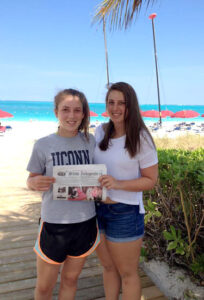 The Feakes family enjoyed a week in Turks & Caicos over April vacation. Hannah and Sadie read the Stow Independent on beautiful Grace Bay.