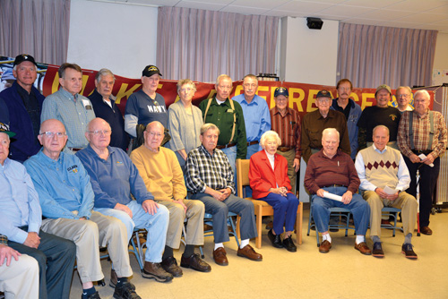 Pictured above with Janice Reidy are some of Stow’s veterans representing conflicts as far back as World War II and including several branches of the military.                                                            Courtesy Richard Simon, President Rotary Club of Nashoba Valley