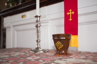 Rev. Bea Manning’s clay chalice used in the worship service.                                                Adrian Flatgard 