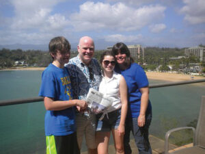The O'Keefe family overlooking Kalapaki Bay on a recent trip to Kauai. 
