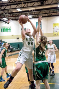 Freshman Brienne Donahue with 9 points in Tuesday night’s game.               Adrian Flatgard