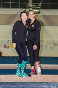Gymnasts Christine Luke (l) and Jojo Enzmann                                  Adrian Flatgard