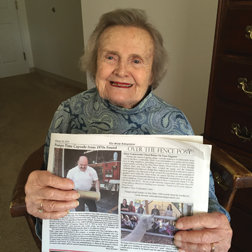 Nancy Kyle, now residing at Whitney Place in Westboro, was gleeful as she read the news of her recently unearthed time capsule. She doesn't remember the contents of the capsule but has very fond memories of her students and teaching.