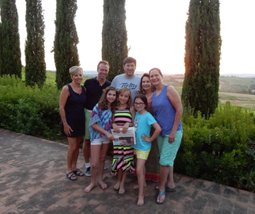 The Dugas and Reiner families reunited with the Gorman family (living in Munich, formerly of Stow) under the Tuscan sun outside Cortona, Italy in July.  Their Roman holiday involved plenty of pasta, wine and of course, gelato!