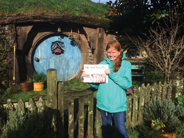 Veronica Wells, 12, took her Stow Independent to Hobbiton during her June trip to New Zealand.